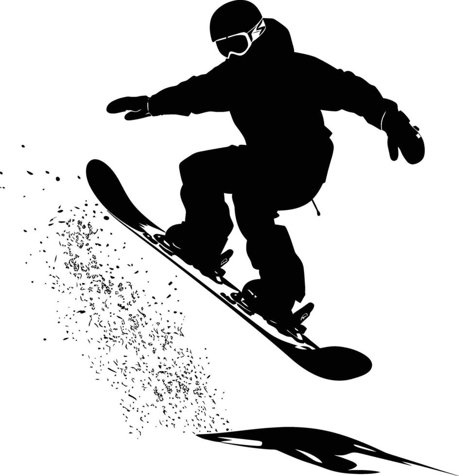 ai generiert Silhouette Snowboard springt im das Luft schwarz Farbe nur vektor