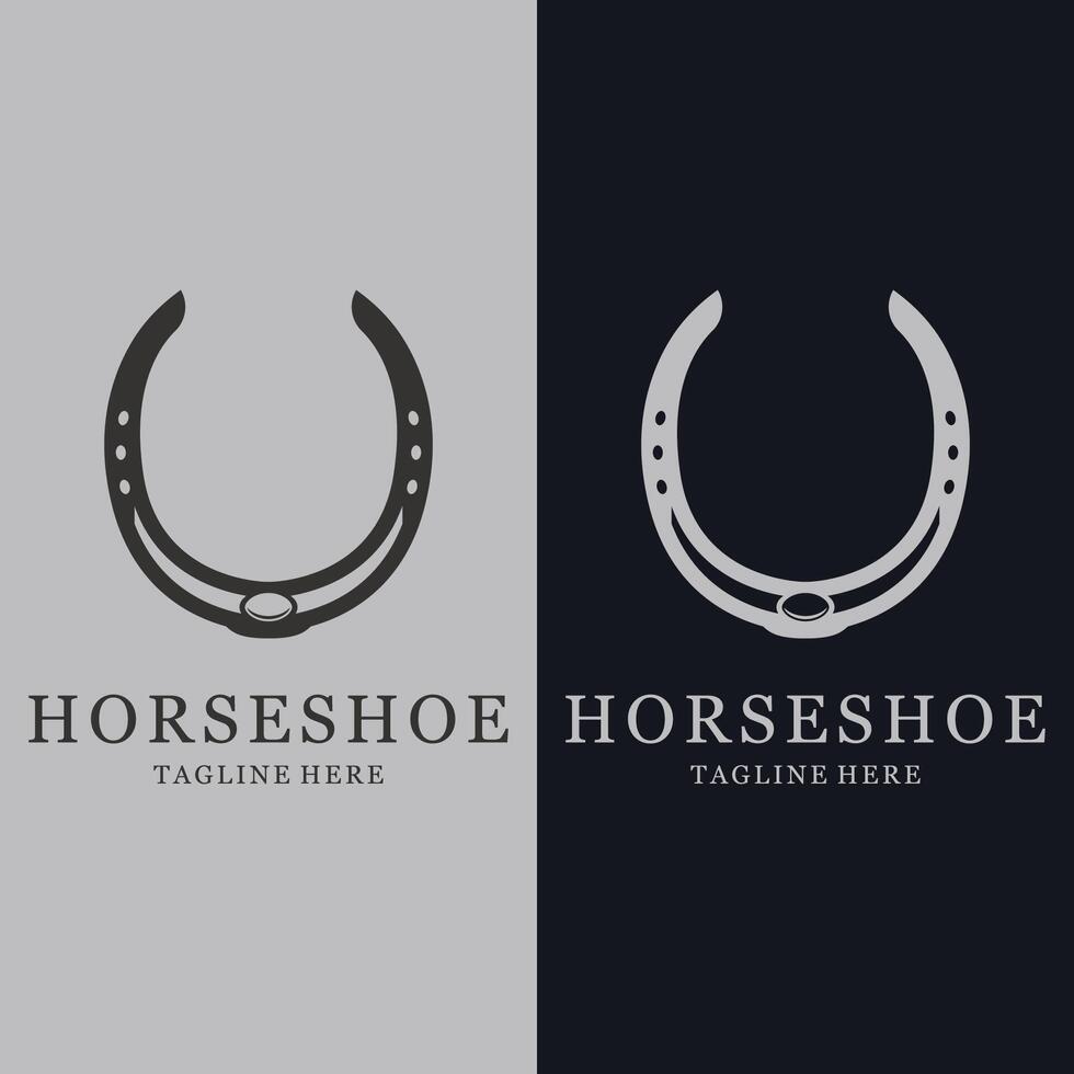 häst sko logotyp ikon i silhuett stil vektor