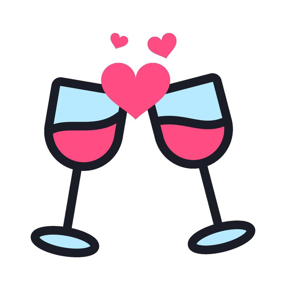 Wein Prost zum Valentinstag Feier Symbol vektor