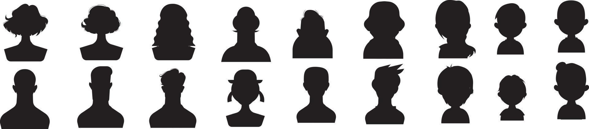 ange man och kvinna huvud ikon siluett. manliga och kvinnliga avatar profil tecken, ansikte siluett logotyp, lager vektor