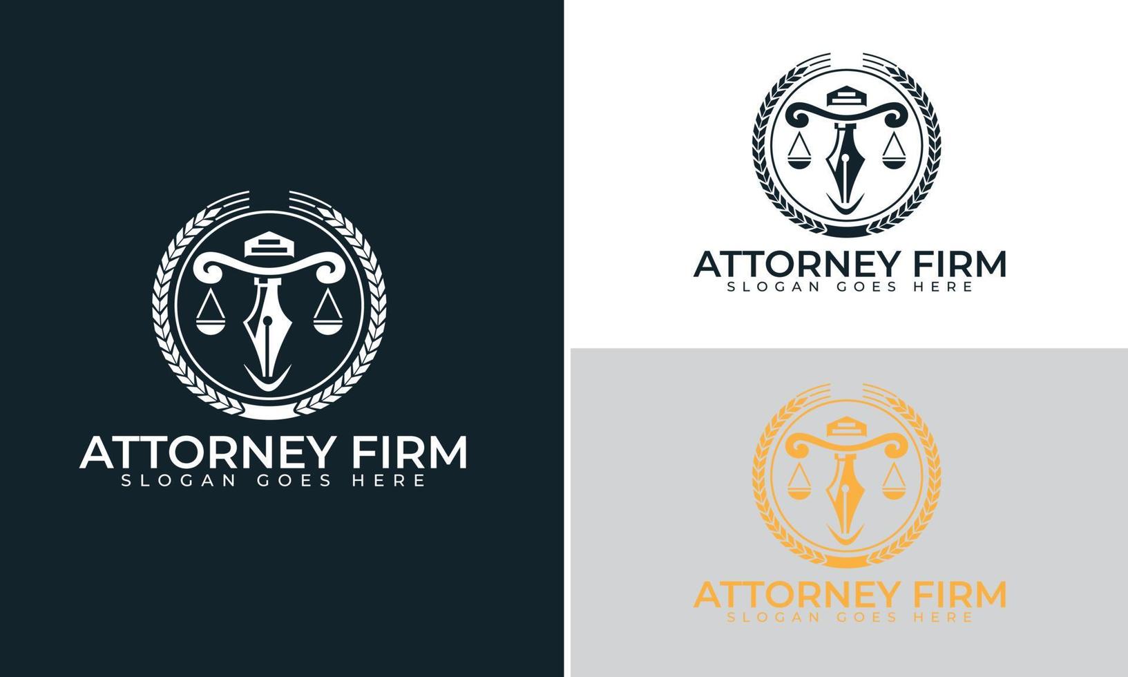 Anwaltskanzlei-Logo-Design, Anwaltslogo-Vektorvorlage vektor
