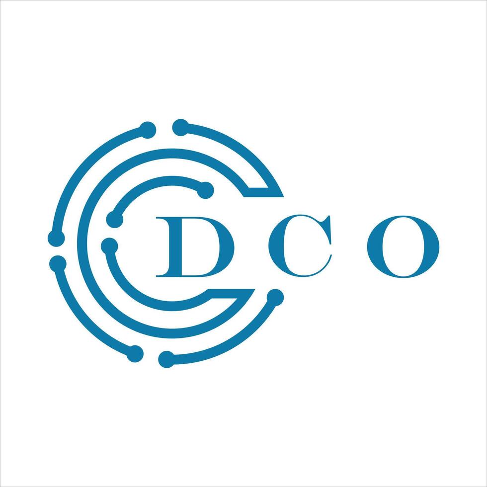 dco brev design. dco brev teknologi logotyp design på vit bakgrund. vektor