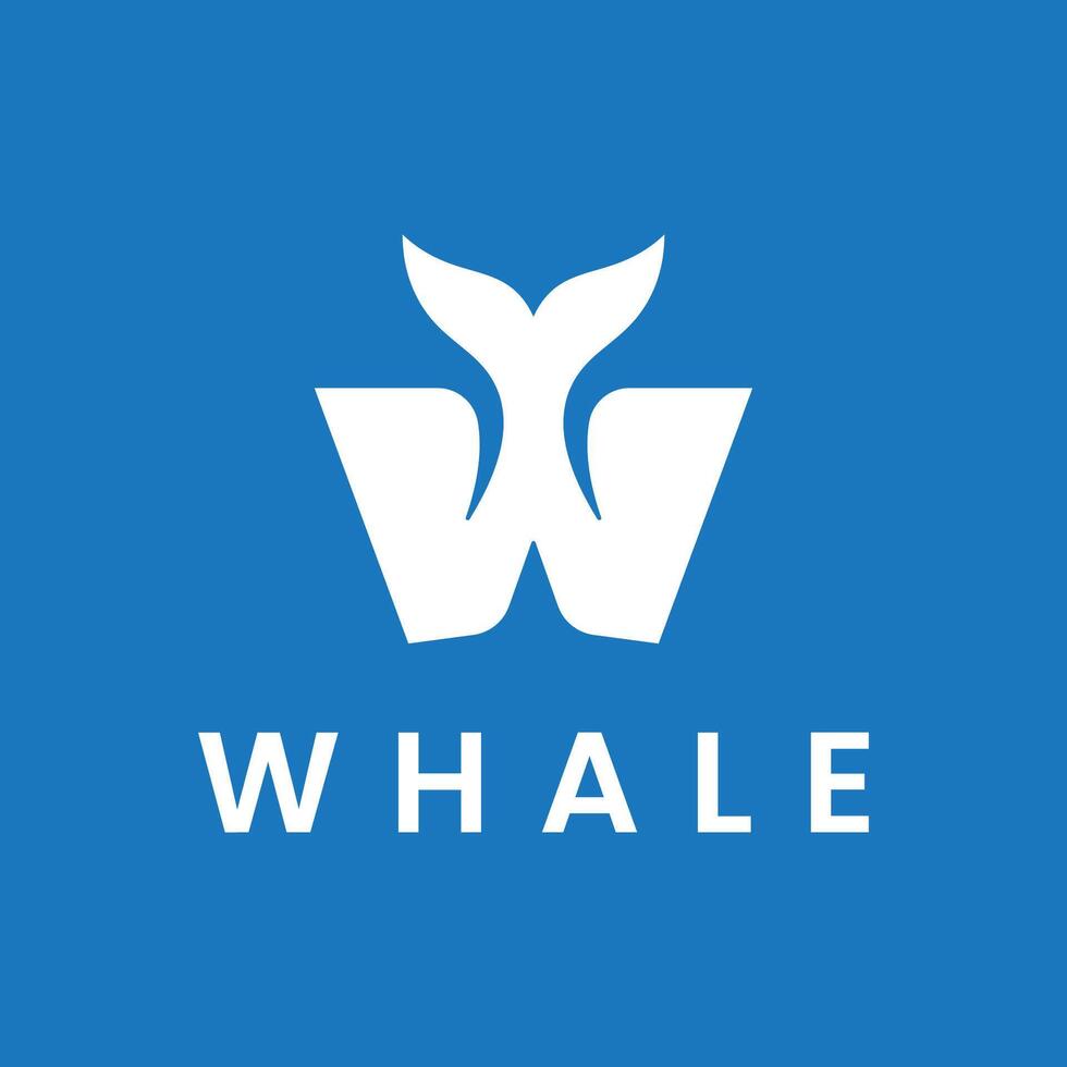 brev w grafisk av val svans hav vatten- logotyp ikon vektor