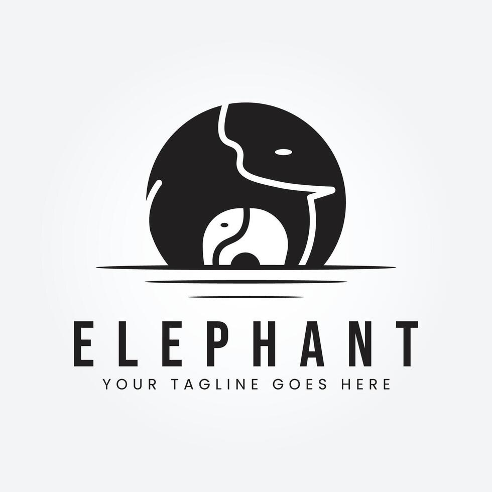 söt elefant familj vektor logotyp design illustration