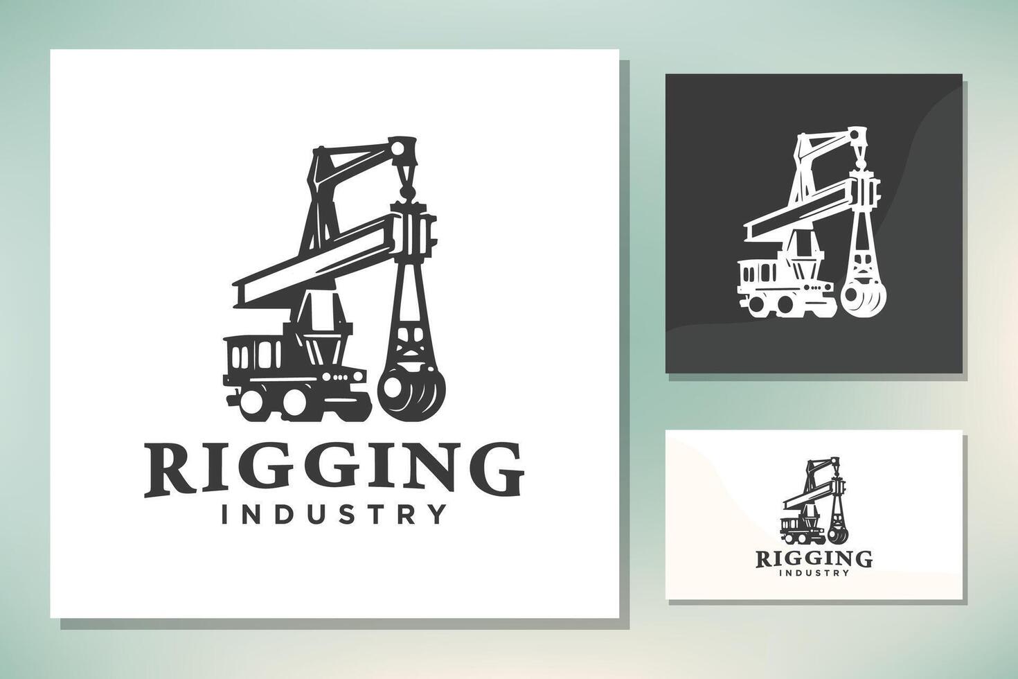 riggare tackling industriell kedja kran teknik verktyg Utrustning stål logotyp design vektor