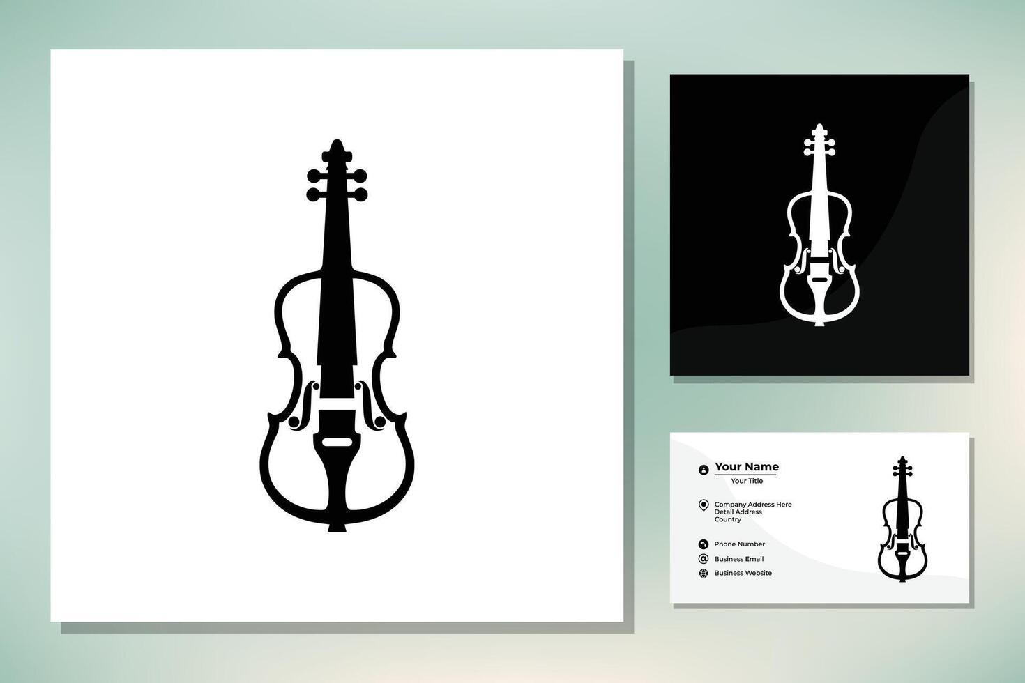 Violine Viola Geige Cello mit Bass Notenschlüssel Musik- Hinweis Instrument Logo vektor