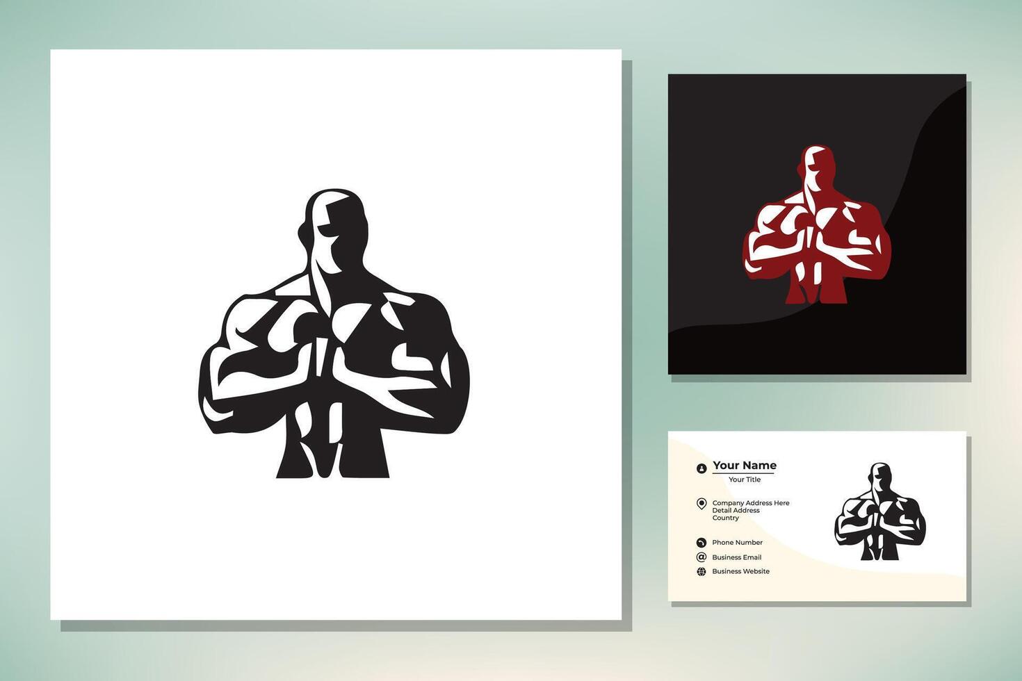 Gewicht Heben Bodybuilder Logo Design vektor