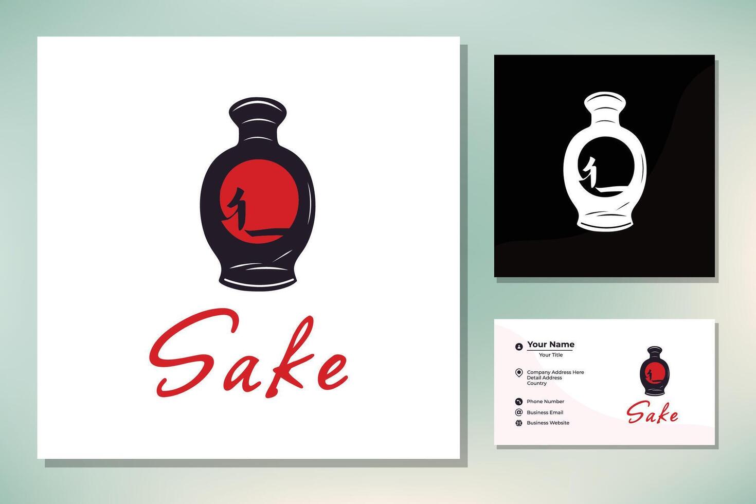 rustikal Sonnenuntergang japanisch Sake Flasche orientalisch Japan Getränk Symbol Logo Design Inspiration vektor