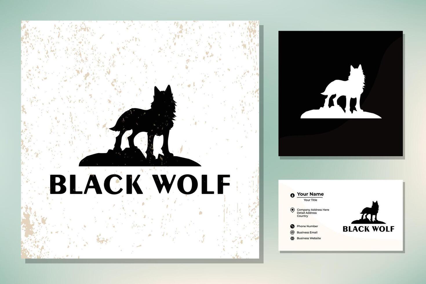 Stehen schwarz Wolf Fuchs Hund Kojote Schakal auf das Felsen vektor