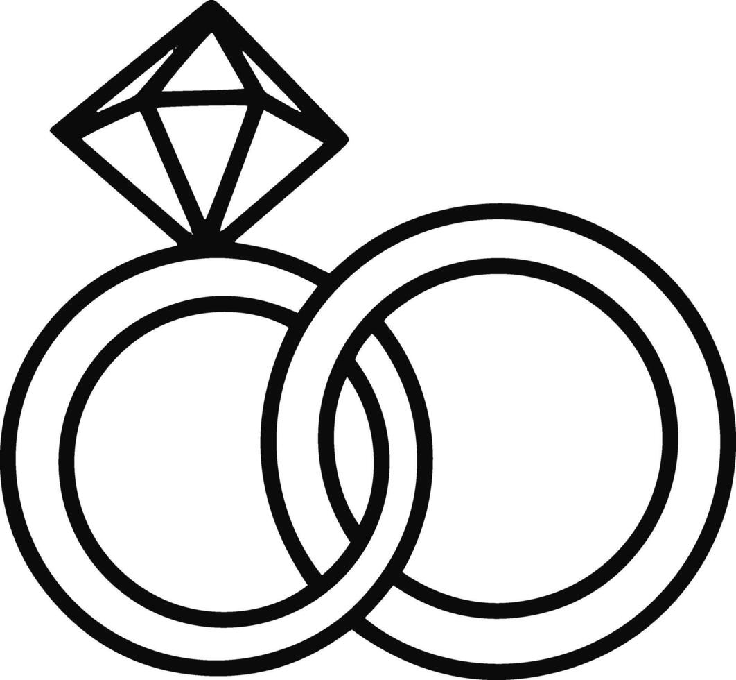 klotter bröllop ringa diamant ikon hand dragen vektor illustration