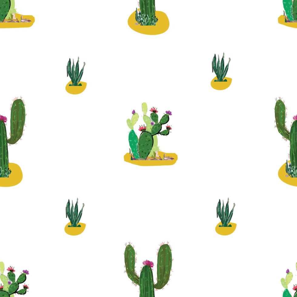 kaktus öken- måla färgrik sömlös mönster vektor
