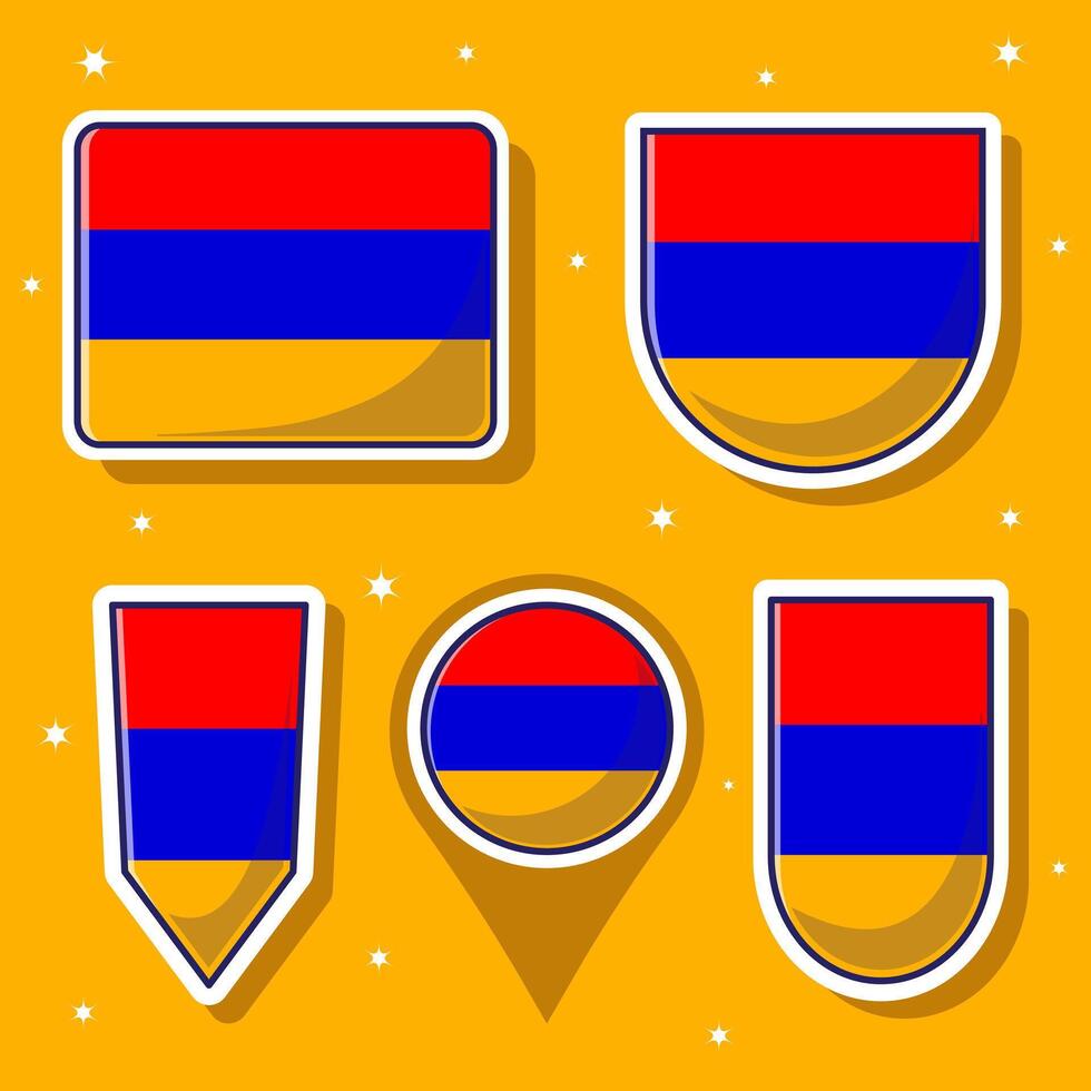 Armenien National Flagge Karikatur Vektor Illustration Symbol Maskottchen bündeln Packungen