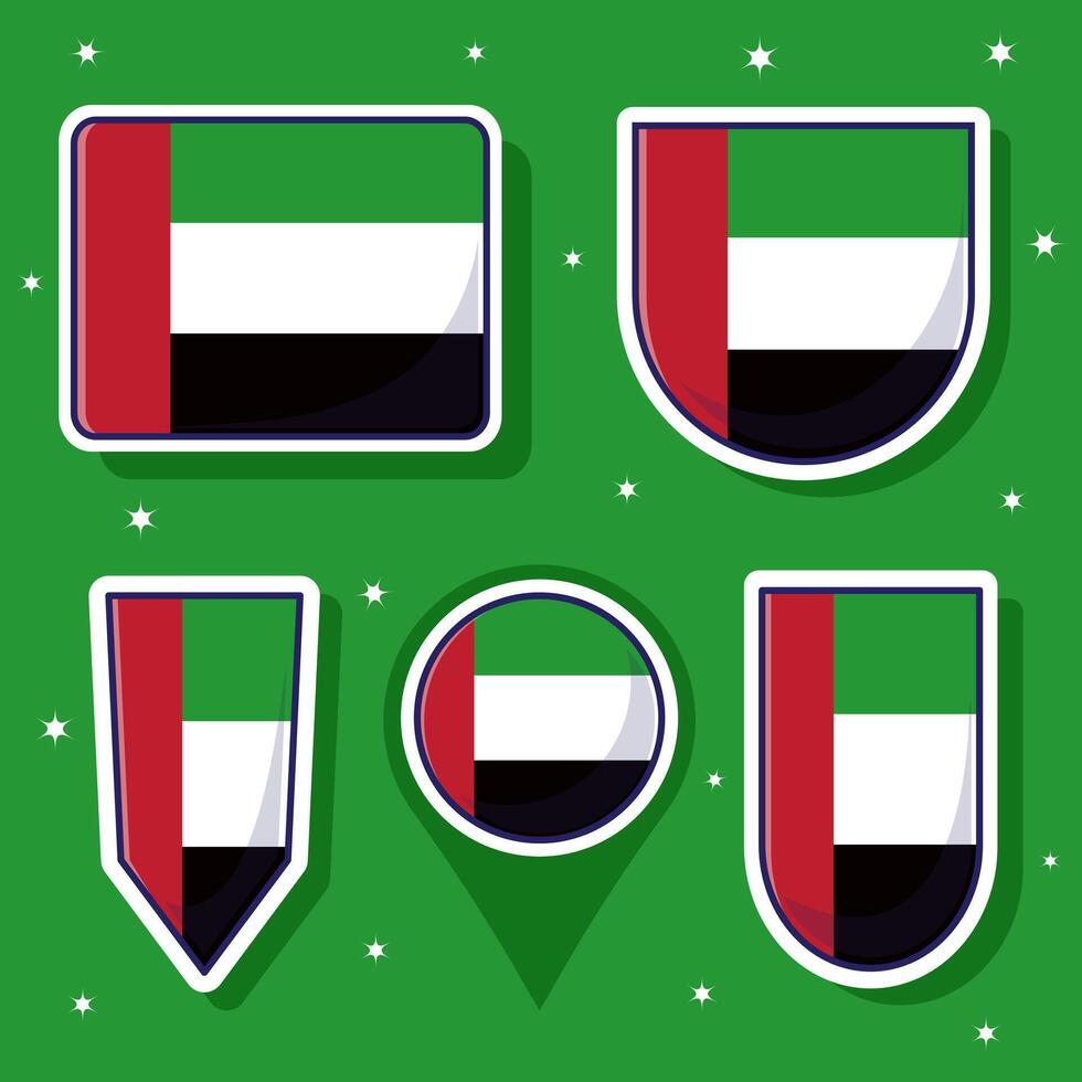 vereinigt arabisch Emirate National Flagge Karikatur Vektor Illustration Symbol Maskottchen bündeln Packungen