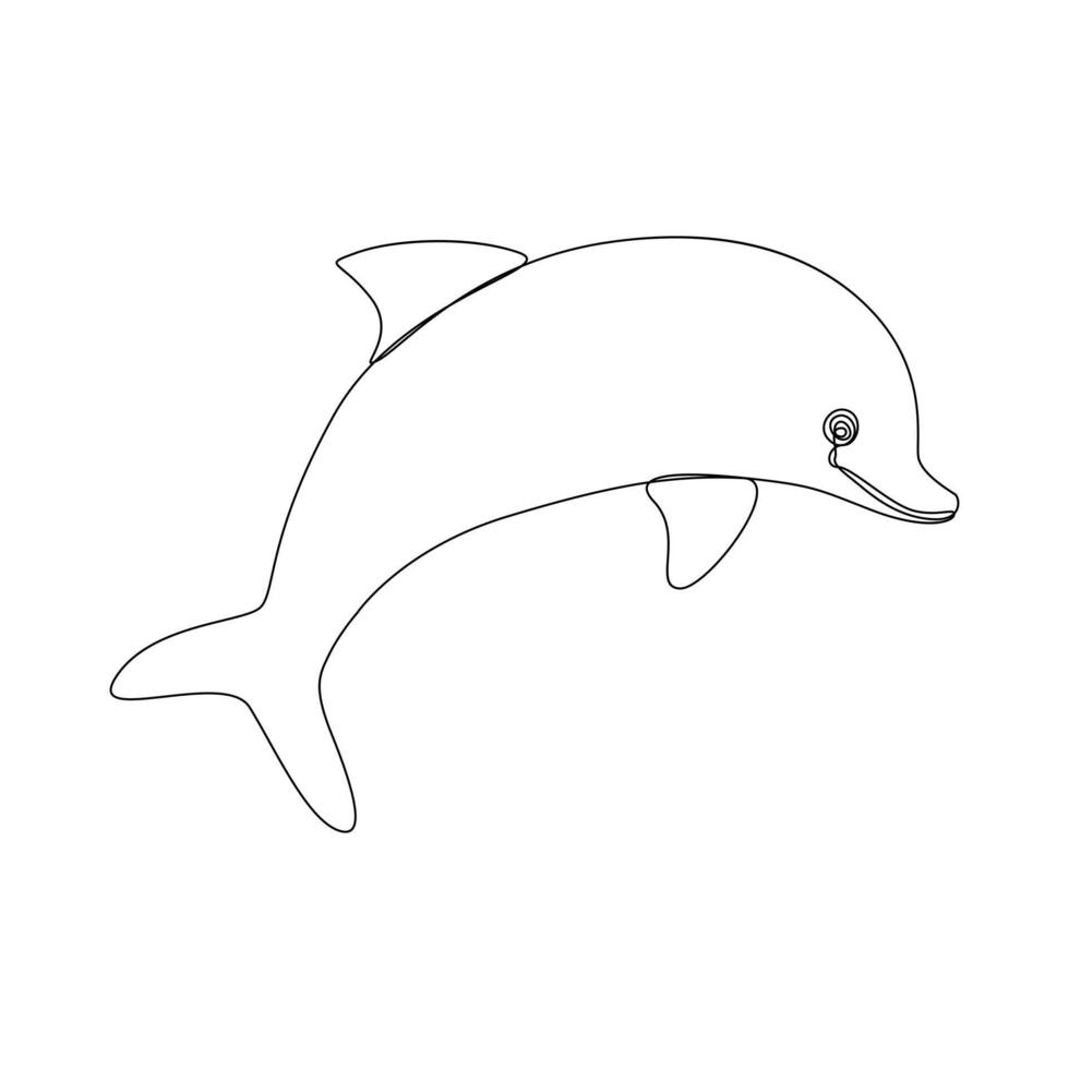 delfin fisk hoppar ut av de vatten kontinuerlig ett linje översikt vektor teckning illustration