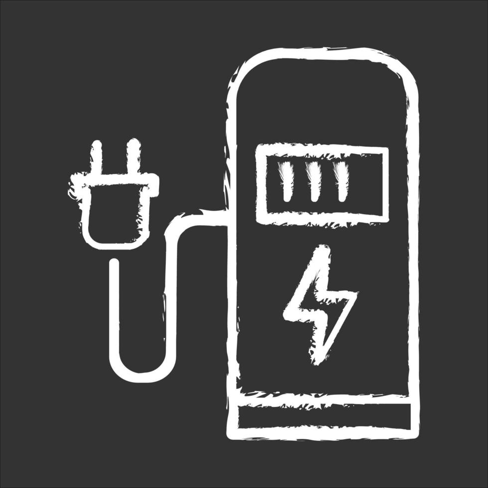 Autoladestation Kreidesymbol. elektrische Kraftstoffpumpe für den öffentlichen Gebrauch. ev Umladepunkt. Ablageterminal für elektrifizierte Automobile. intelligente Energie. isolierte vektortafelillustration vektor