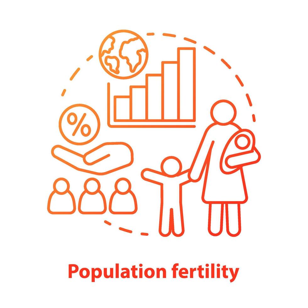 befolkningen fertilitet koncept ikon. födelsetal idé tunn linje illustration i rött. preventivmedel i olika länder. planerat föräldraskap. brist på resurser. vektor isolerade konturritning