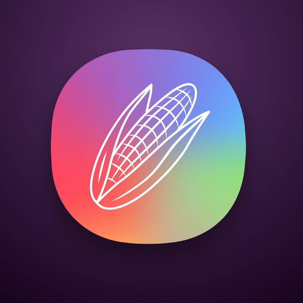 Maisfarbe App-Symbol. Mais. landwirtschaftliche Pflanze. Popcorn-Zutat. Gemüsefarm. gesunde Ernährung. Diät. veganes Essen. Web- oder mobile Anwendungen. isolierte Vektorgrafiken vektor