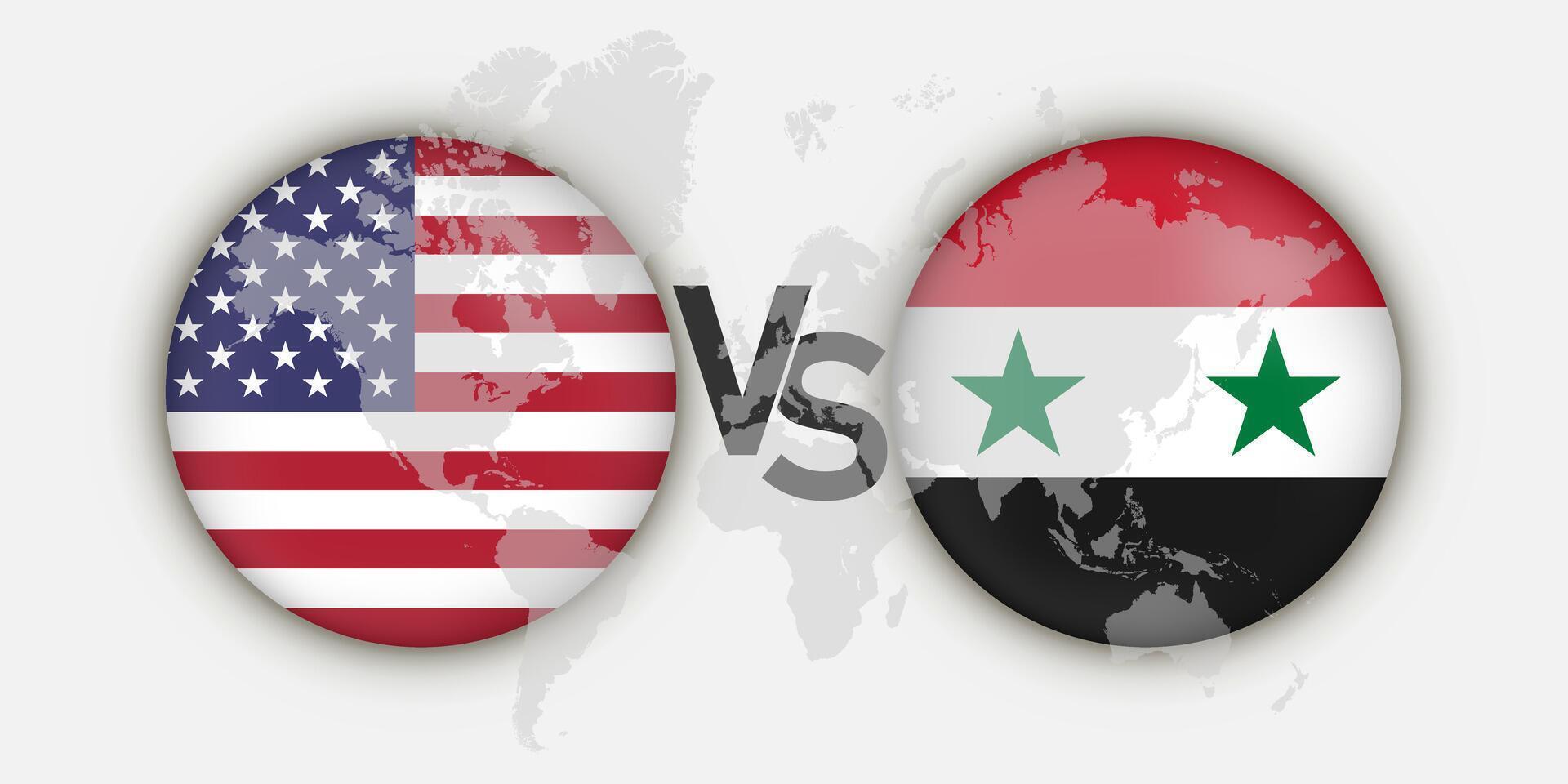 USA vs. Syrien Flaggen Konzept. Vektor Illustration.