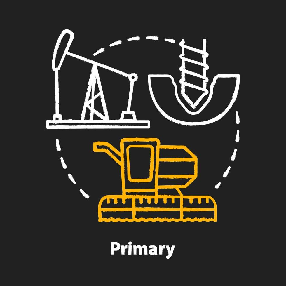 Symbol für das primäre Kreidekonzept. Produktherstellung und Konstruktionsidee. Grundstoffindustrie. Produktionsanlagen für Rohstoffe. Landwirtschaft und Bergbau. isolierte tafelillustration des vektors vektor