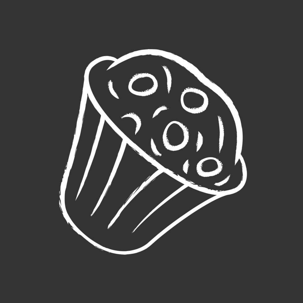 Muffin-Kreide-Symbol. Cupcake mit Schokoladenstückchen, Beeren, Belag. Konditorei, Konditorei, Konditorei, Bäckereikarte. Feier Cupcake. isolierte vektortafelillustration vektor