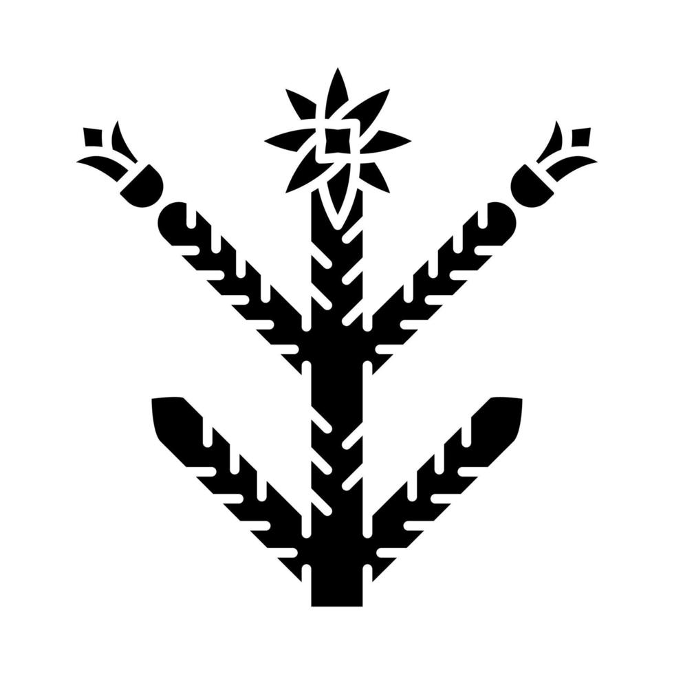 Cholla-Glyphe-Symbol. Zylindropuntie. mexikanische und amerikanische exotische Flora. stachelige Pflanze mit Blüten. Silhouette-Symbol. negativen Raum. isolierte Vektorgrafik vektor