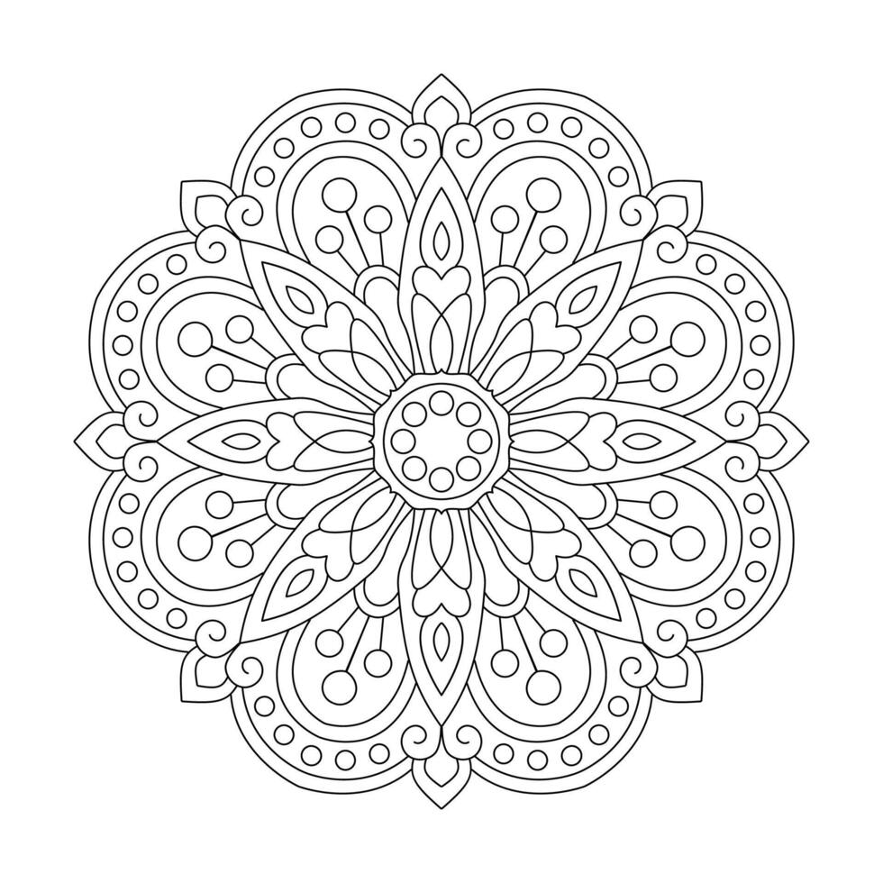 lätt mandala design för färg bok sida vektor