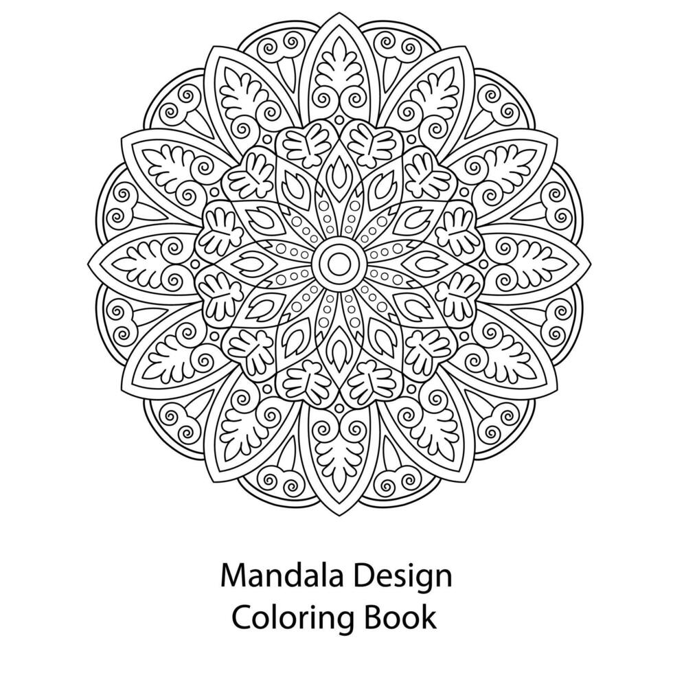 einfach Zier Mandala Färbung Buch Design Vektor