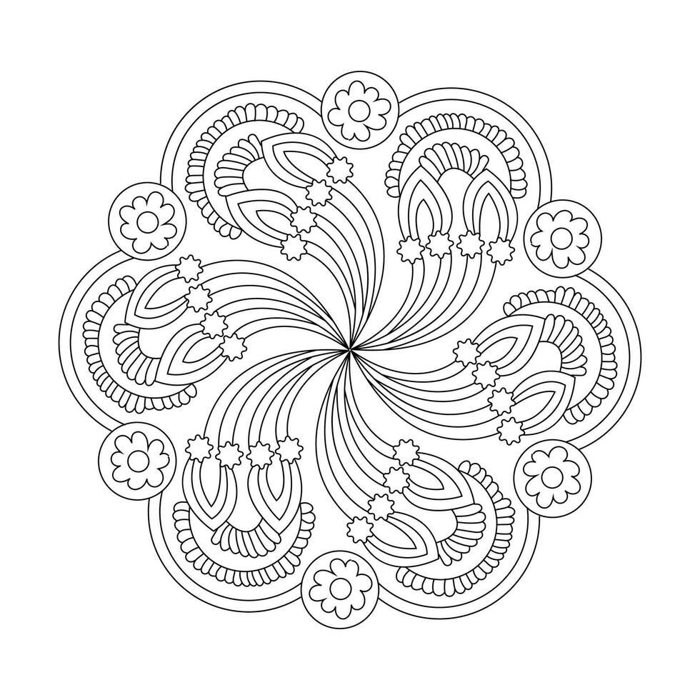 Spiral- wunderlich Wunder Färbung Buch Mandala Design vektor