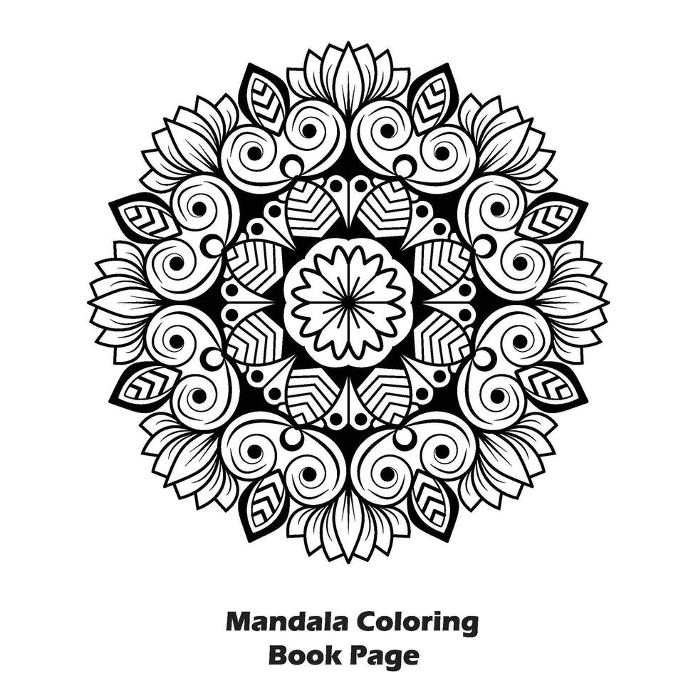 einfach Stil Färbung Buch Mandala Design vektor