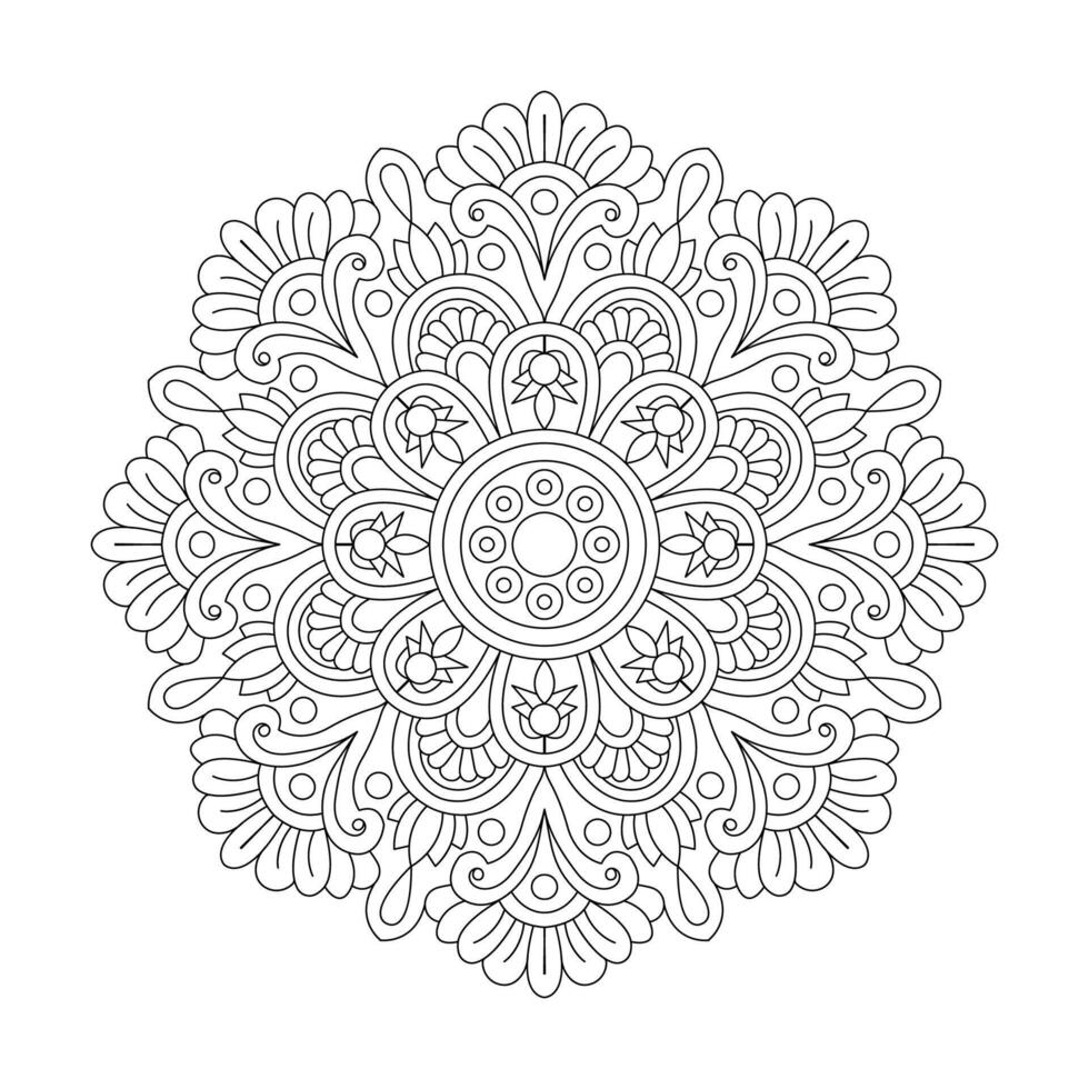 blomma fredlig mandala för färg bok sida, vektor
