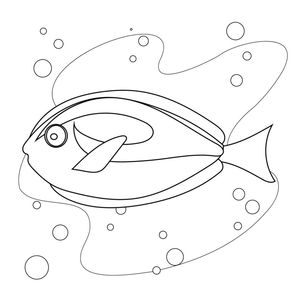 süß Vektor Fisch Gekritzel Illustration isoliert auf ein Weiß Hintergrund. Marine Tiere Unterwasser, Meer Leben. Färbung Buchseite.