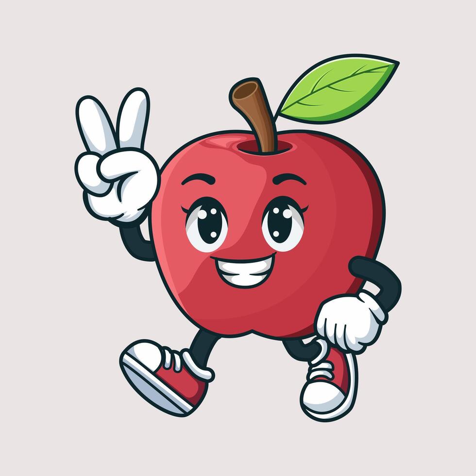 Apfel Maskottchen Illustration Vektor Vektor.Apfel Charakter Vektor Symbol isoliert auf Weiß Hintergrund