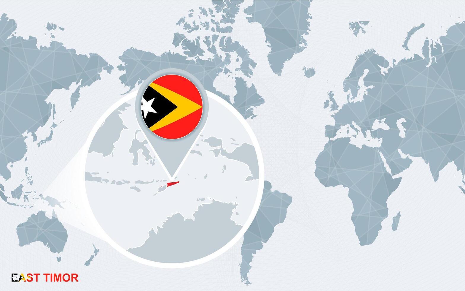 Welt Karte zentriert auf Amerika mit vergrößert Osten Timor vektor