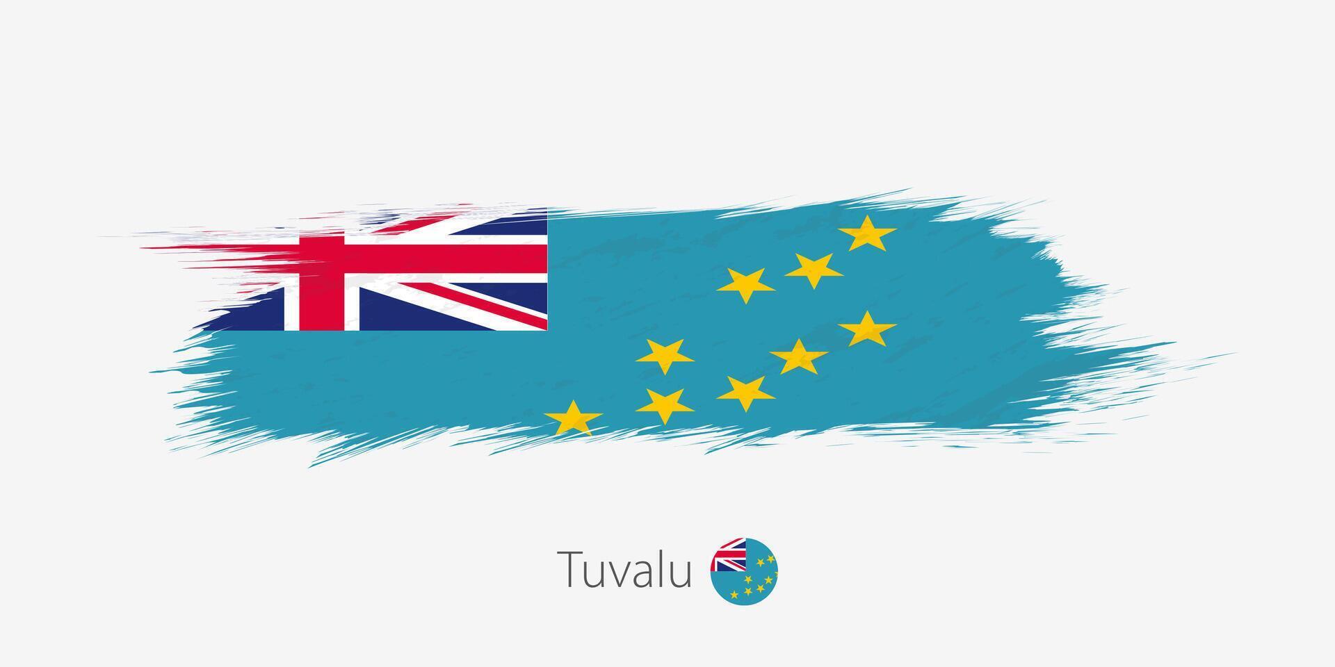 flagga av tuvalu, grunge abstrakt borsta stroke på grå bakgrund. vektor