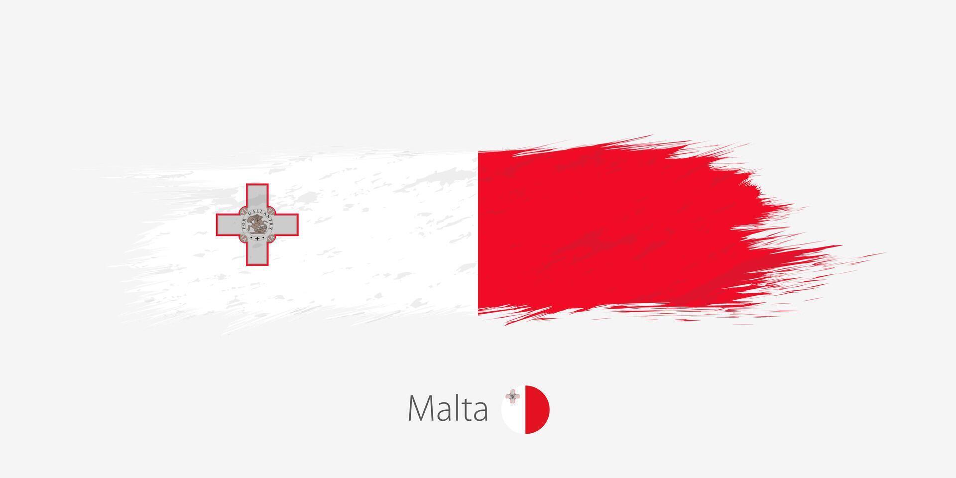 Flagge von Malta, Grunge abstrakt Bürste Schlaganfall auf grau Hintergrund. vektor