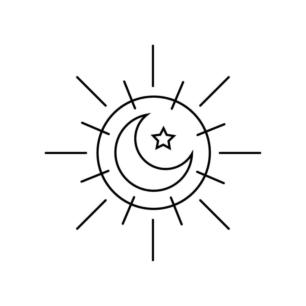 Vektor Sonne Symbol mit Mond und Star auf Weiß Hintergrund. Zeichen, Symbol, Symbol.