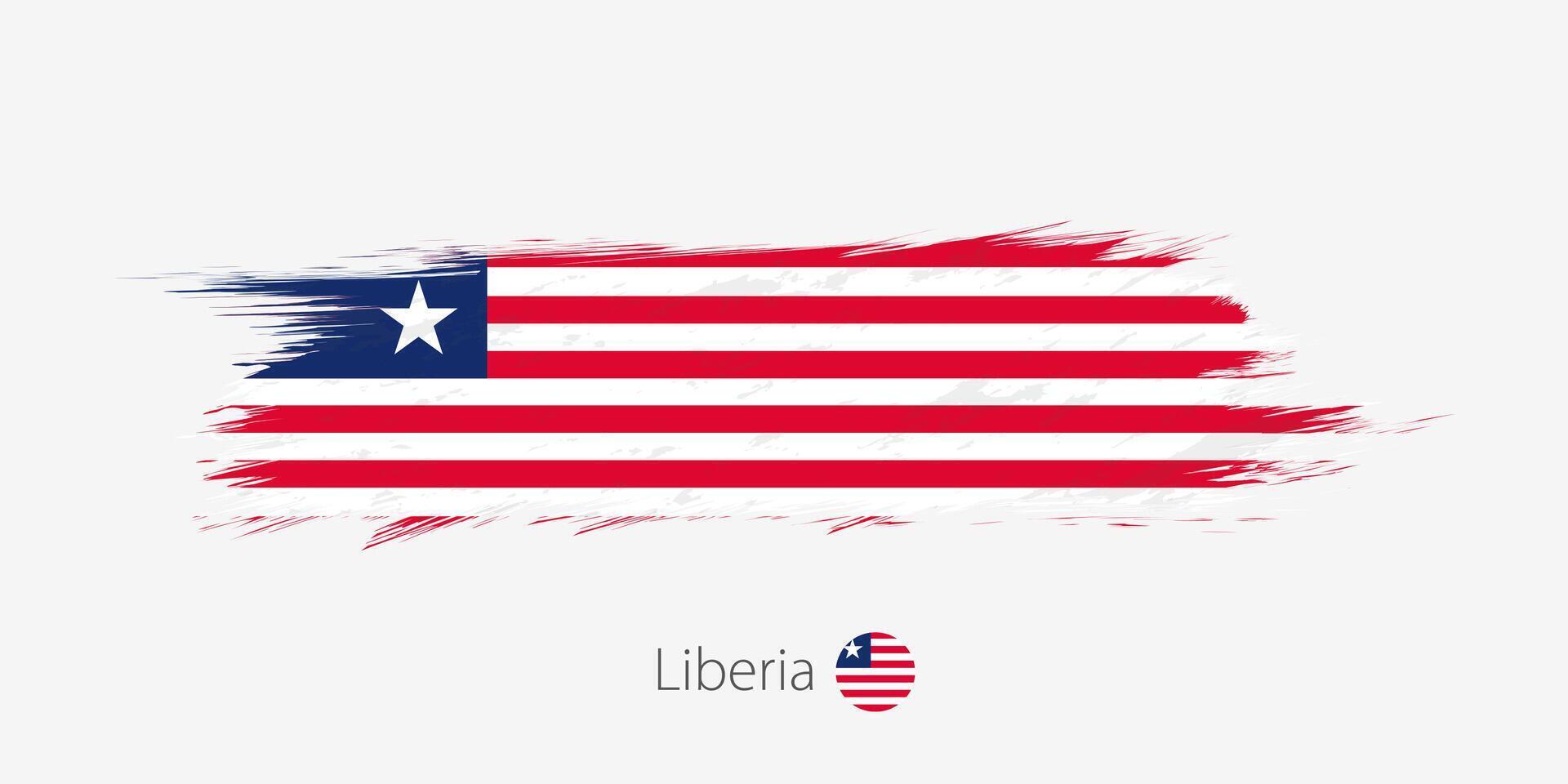 flagga av liberia, grunge abstrakt borsta stroke på grå bakgrund. vektor