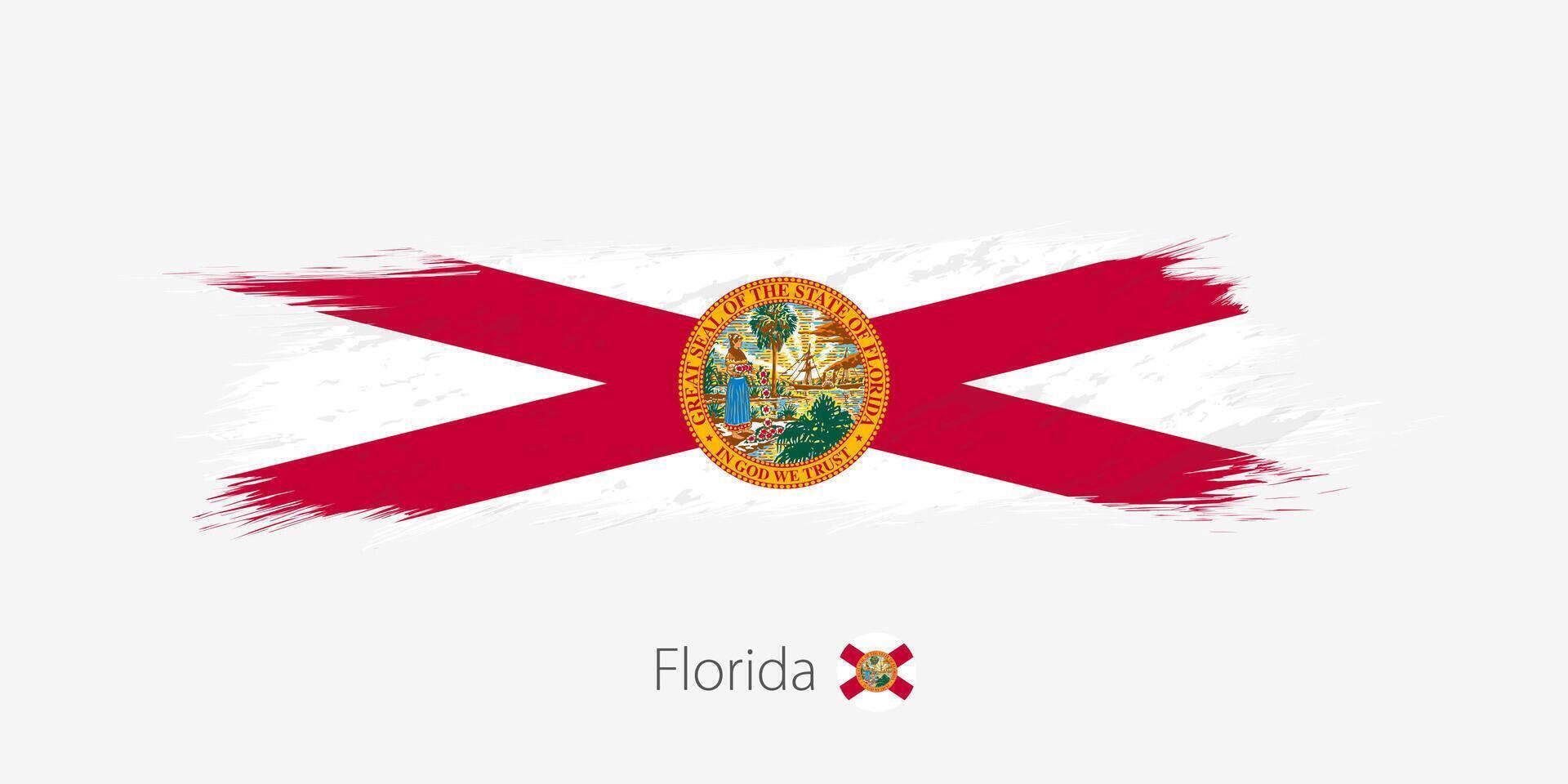 Flagge von Florida uns Zustand, Grunge abstrakt Bürste Schlaganfall auf grau Hintergrund. vektor