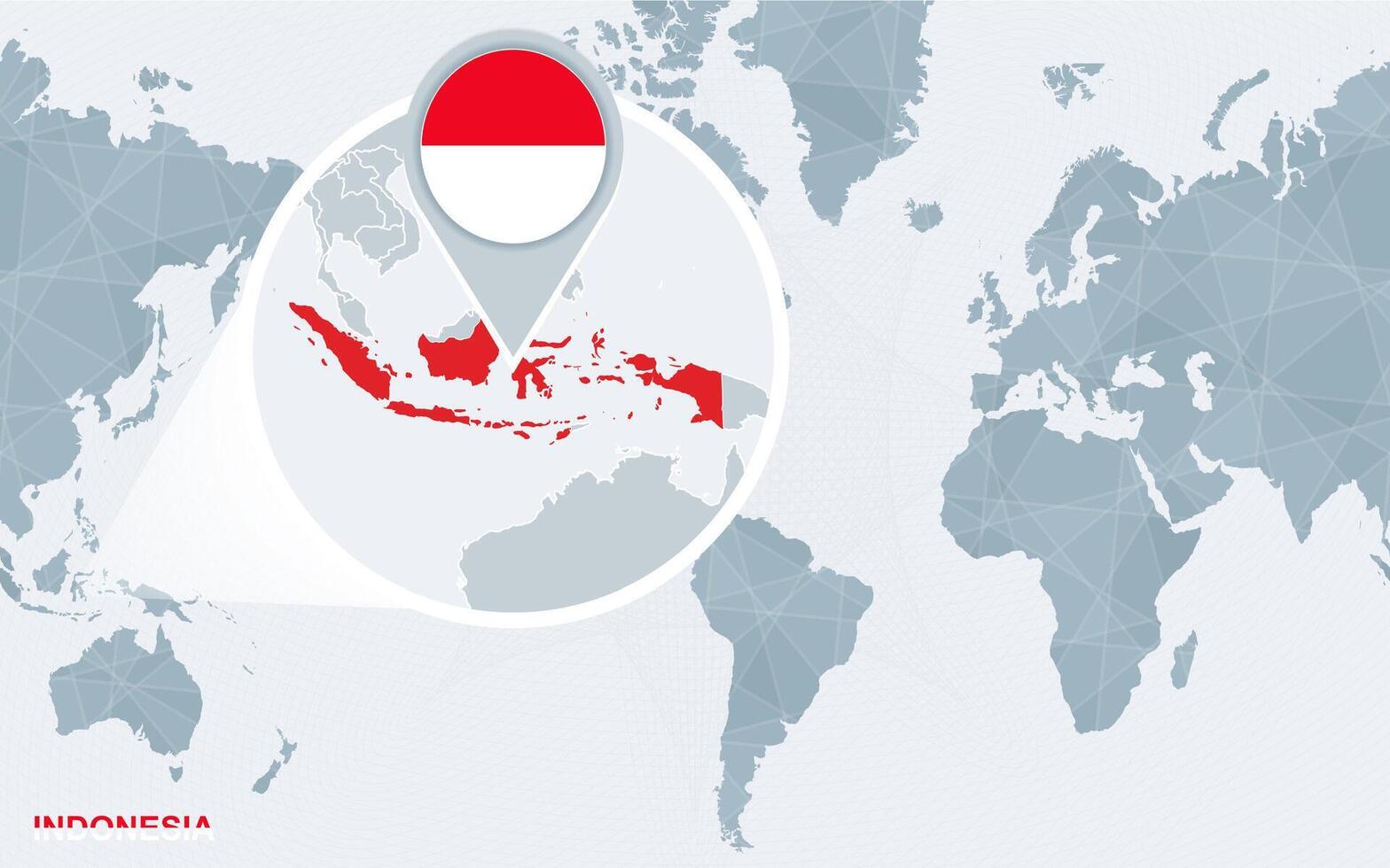 värld Karta centrerad på Amerika med förstorade Indonesien. vektor