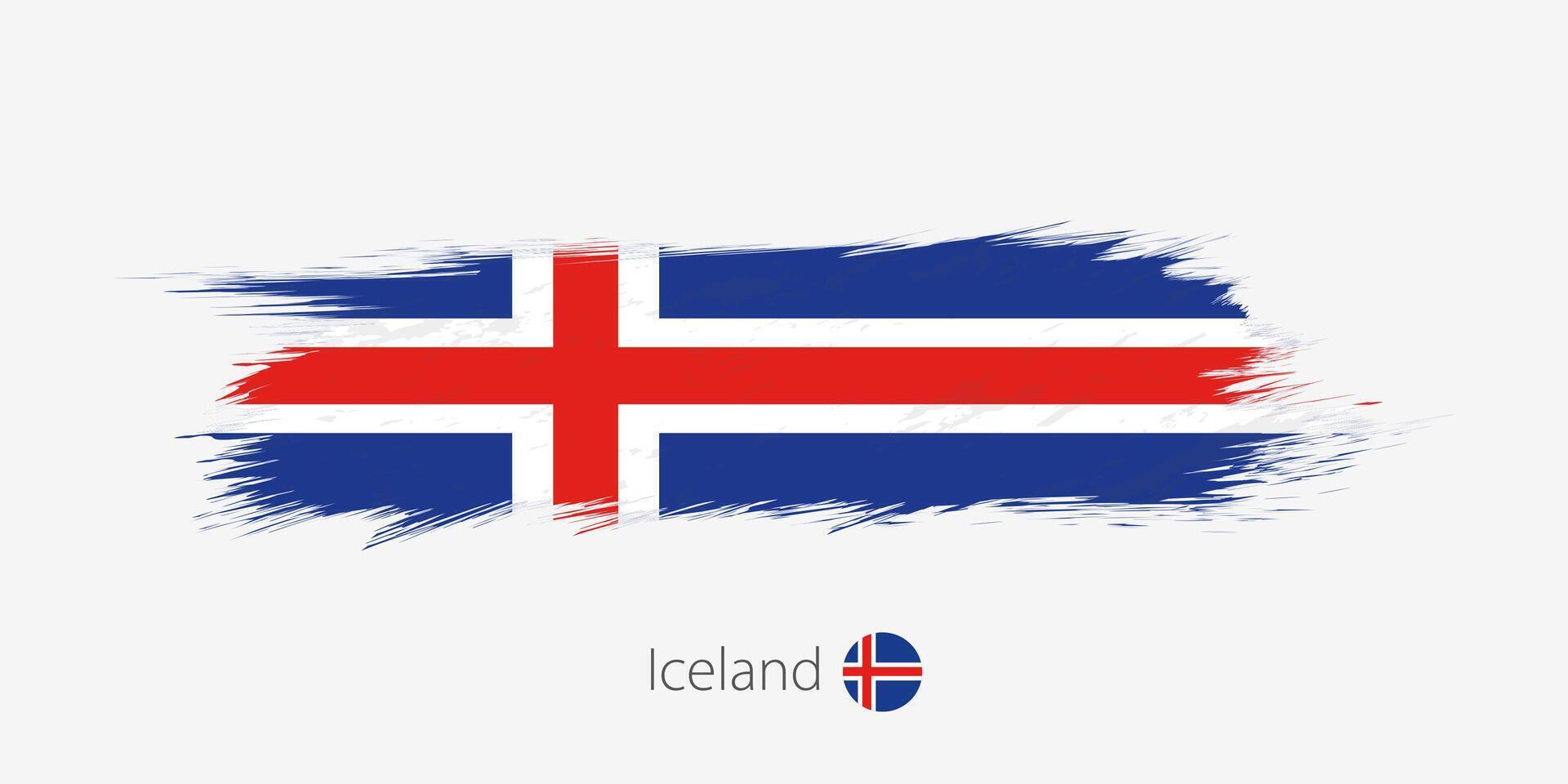 Flagge von Island, Grunge abstrakt Bürste Schlaganfall auf grau Hintergrund. vektor