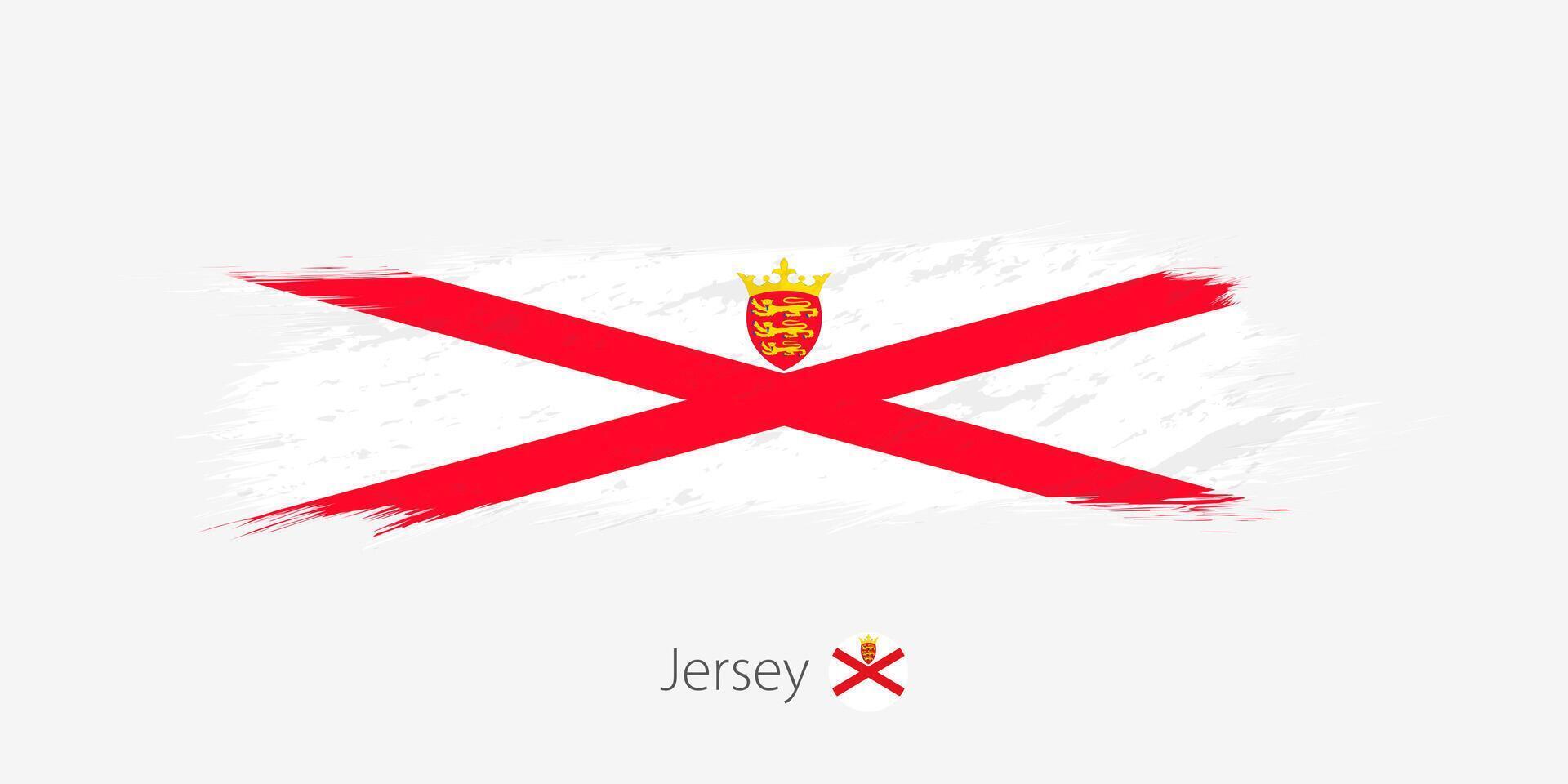 Flagge von Jersey, Grunge abstrakt Bürste Schlaganfall auf grau Hintergrund. vektor