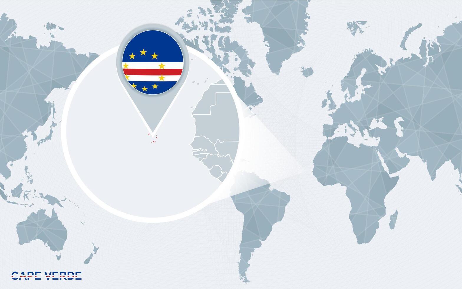 värld Karta centrerad på Amerika med förstorade cape verde. vektor