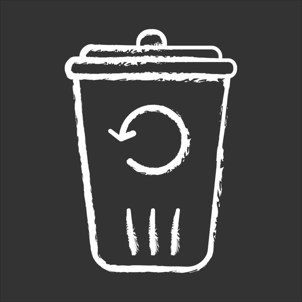 Recycling-Service-Kreide-Symbol. Abfallstoffe umzuwandeln. Müll wiederverwenden. Schrottaufbereitung. Mülleimer. Wiederverwendung. umweltfreundliche Annehmlichkeiten der Wohnung. isolierte vektortafelillustration vektor