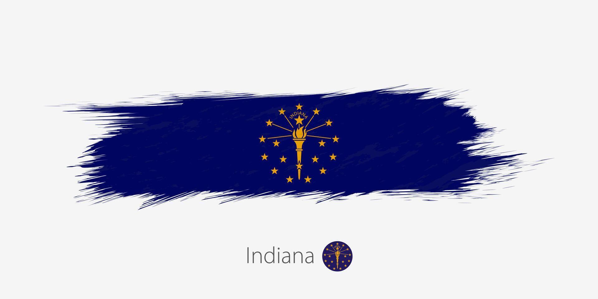 Flagge von Indiana uns Zustand, Grunge abstrakt Bürste Schlaganfall auf grau Hintergrund. vektor