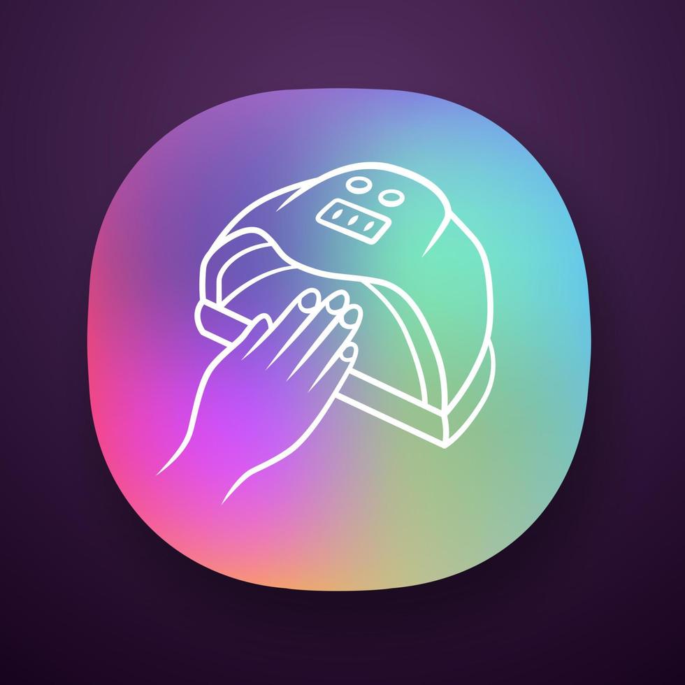 Symbol für die Nageltrockner-App. UV-, LED-, Hybridlampe. Gelpolitur trocknen. Schönheitsgerät für den Salon- und Heimgebrauch. Hand Hygiene. Web- oder mobile Anwendung. isolierte Vektorgrafik vektor