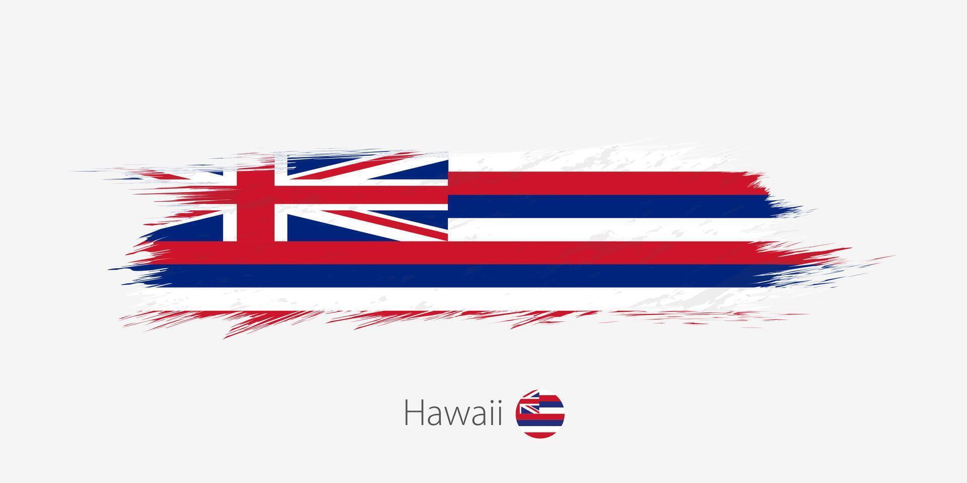 flagga av hawaii oss stat, grunge abstrakt borsta stroke på grå bakgrund. vektor