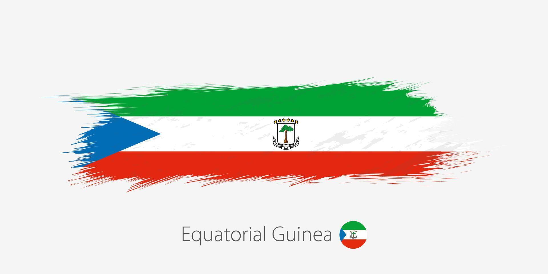 Flagge von äquatorial Guinea, Grunge abstrakt Bürste Schlaganfall auf grau Hintergrund. vektor