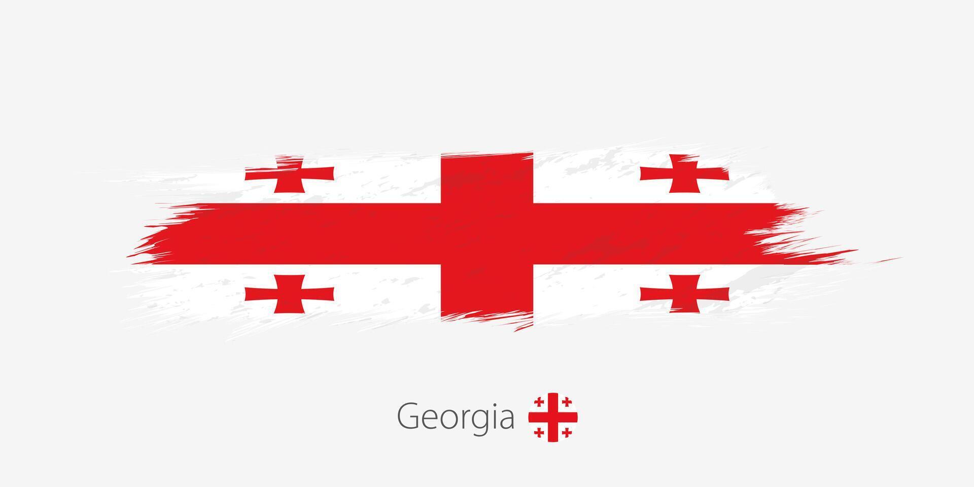 Flagge von Georgia, Grunge abstrakt Bürste Schlaganfall auf grau Hintergrund. vektor
