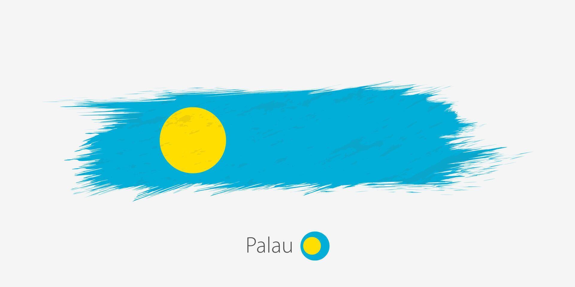 Flagge von Palau, Grunge abstrakt Bürste Schlaganfall auf grau Hintergrund. vektor