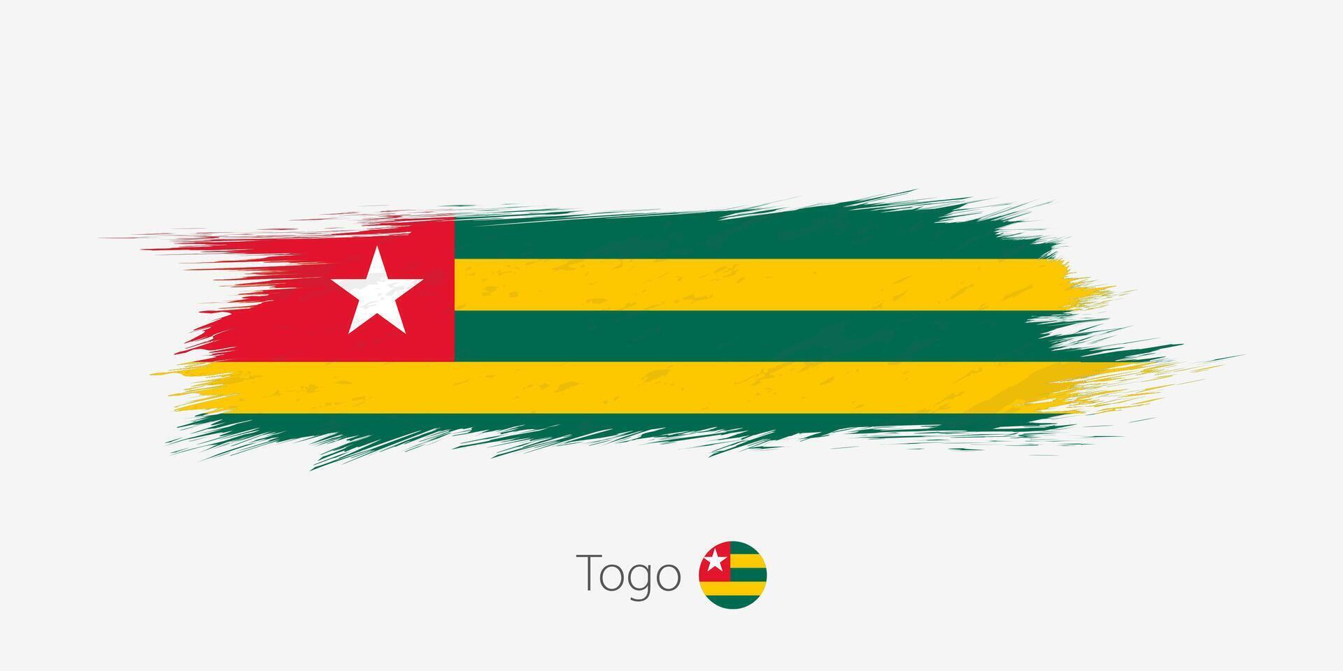 flagga av togo, grunge abstrakt borsta stroke på grå bakgrund. vektor
